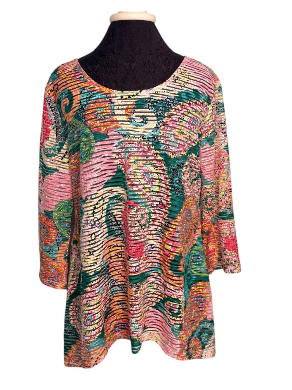 New Directions Colorful Paisley Blouse